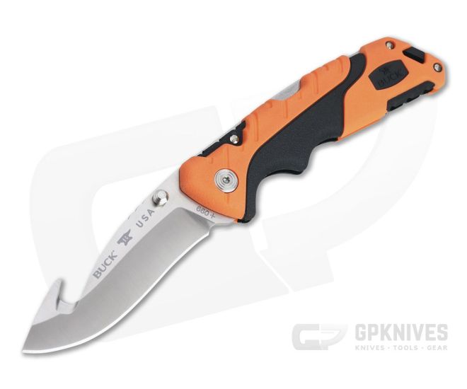 Buck Pursuit Pro Folder Large Guthook S35VN Drop Point Orange Folding Hunting Knife 0660ORG - BU-0660ORG