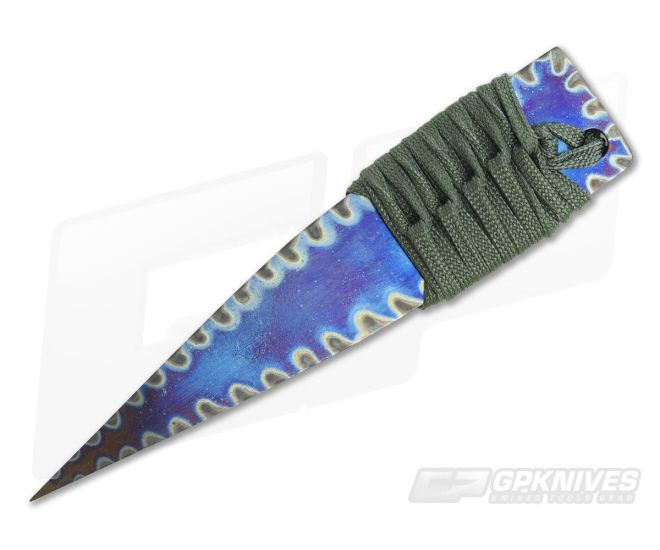 M. Strider Knives Flamed Titanium Wide Nail 5.06" Cord Wrapped Fixed Blade - MSK-066