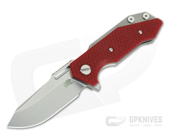 Hinderer Knives Half Track Tri-Way Spear Point Stonewash 20CV Red G10 - HK-0679