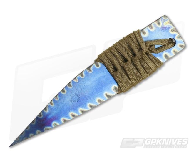 M. Strider Knives Flamed Titanium Wide Nail 5.09" Cord Wrapped Fixed Blade - MSK-068