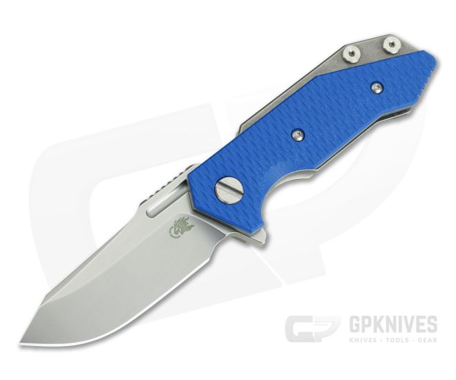 Hinderer Knives Half Track Tri-Way Spear Point Stonewash 20CV Blue G10 - HK-0680