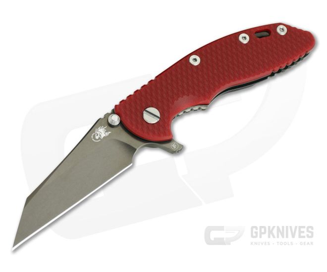 Hinderer Knives XM-18 3.5" Red Fatty Wharncliffe Tri-Way Stonewashed DLC Black 20CV - HK-0682