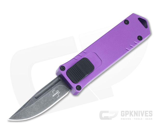 Boker Plus USB Purple Handle Black Stonewashed D2 Mini OTF Automatic 06EX277 - BO-06EX277