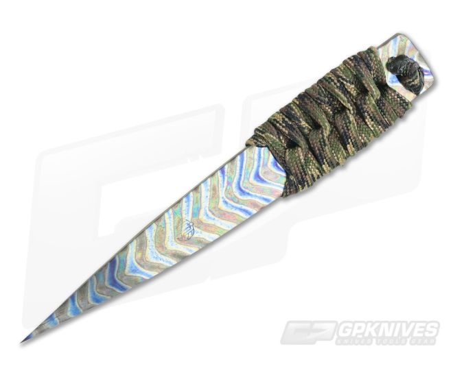 M. Strider Knives Flamed Titanium Nail 4.72" Cord Wrapped Fixed Blade - MSK-070