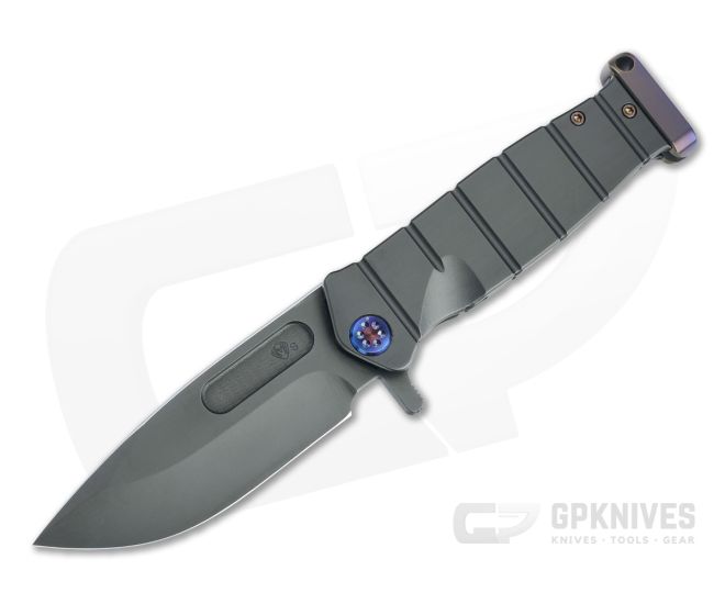 Medford USMC Fighter Flipper PVD S35VN Flamed Accents Black Titanium Frame Lock Folder - MKT-070