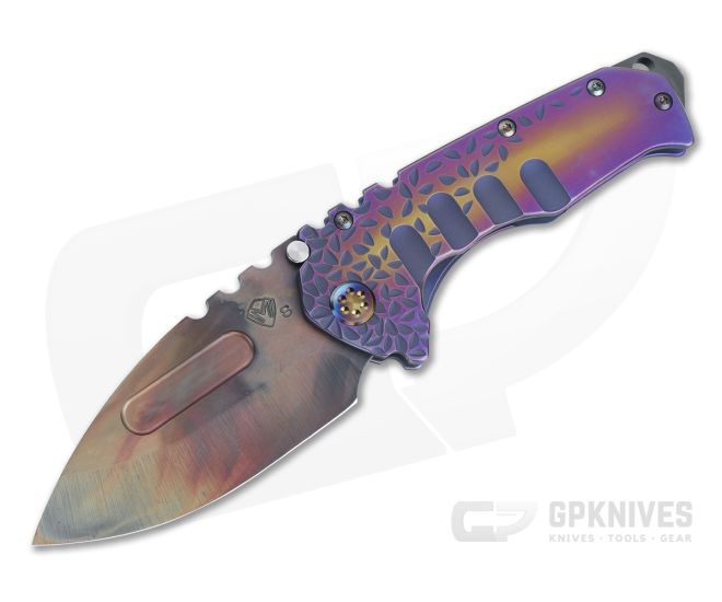 Medford Praetorian T Drop Point Vulcan S35VN Faced Flamed Falling Leaves Titanium Frame Lock Folder - MKT-071