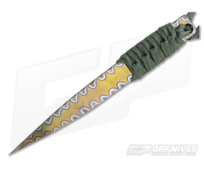 M. Strider Knives Flamed Titanium Nail 5.06" Cord Wrapped Fixed Blade - MSK-072