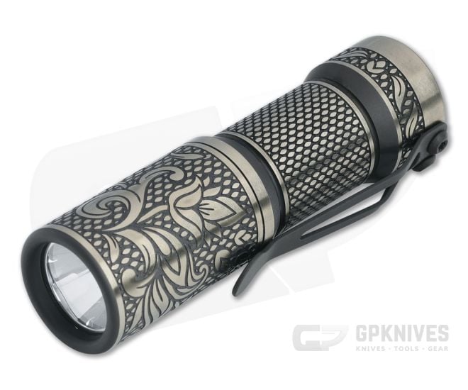 CWF Arcadian Hitex Paisley Engraved Satin TRD Titanium Flashlight (4500K) - CWF-072