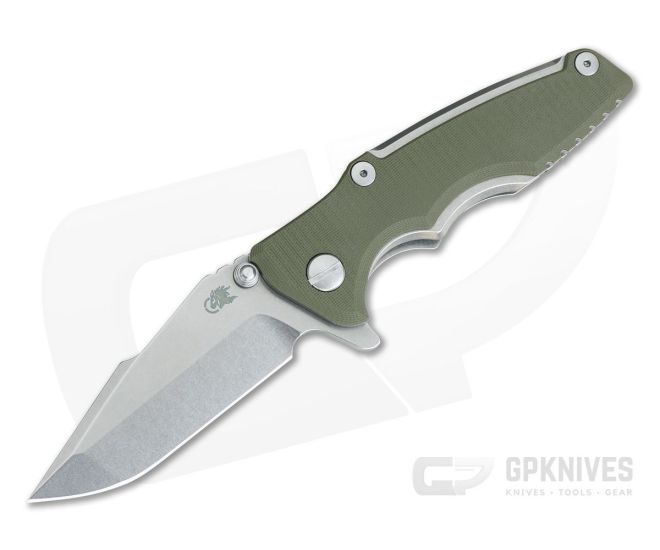 Hinderer Eklipse 3" Harpoon Spanto Stonewashed S35VN OD Green Tri-Way Flipper - HK-0738