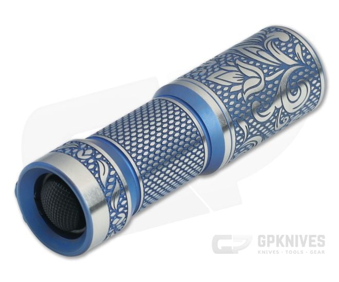 CWF Arcadian - Hitex Paisley Engraved Blue Titanium Flashlight (4500K)