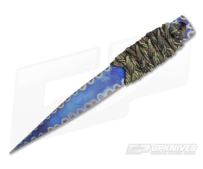 M. Strider Knives Flamed Titanium Nail 5.03" Cord Wrapped Fixed Blade 073 - MSK-073