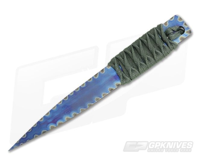 M. Strider Knives Flamed Titanium Nail 5.56" Cord Wrapped Fixed Blade - MSK-074