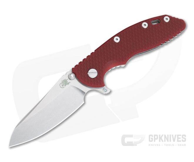 Hinderer XM-18 3.5" Skinny Sheepsfoot Stonewashed 20CV Red G10 Tri-Way Pivot Flipper - HK-0750