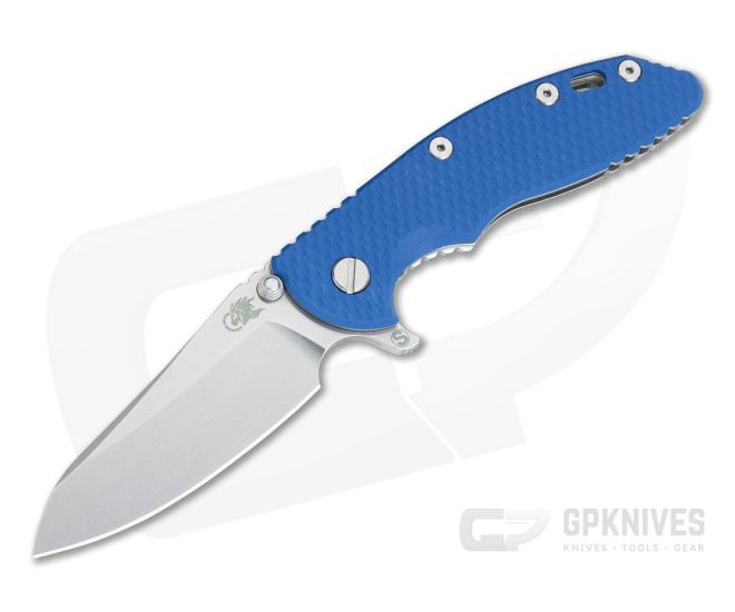 Hinderer XM-18 3.5" Skinny Sheepsfoot Stonewashed 20CV Blue G10 Tri-Way Pivot Flipper - HK-0753