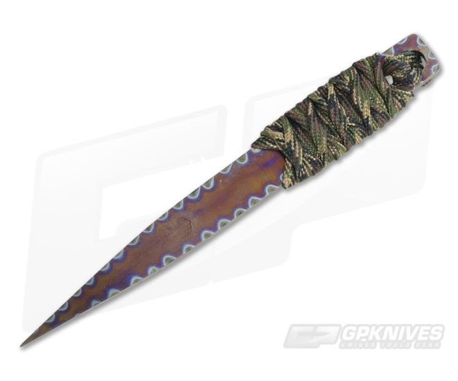 M. Strider Knives Flamed Titanium Nail 5.13" Cord Wrapped Fixed Blade - MSK-077