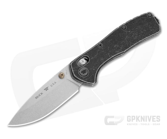Buck 791 Range Elite Trail Worn Black Tumbled Anodized Aluminum MagnaCut Stonewash Crossbar Lock Knife (3.38" Blade) 0791BKS2 - BU-0791BKS2