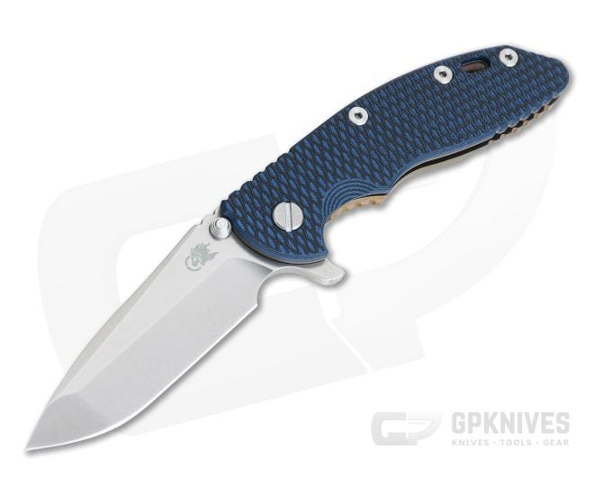 Hinderer XM-18 3.5" Tri-Way Flipper Spanto Stonewashed 20CV Blue/Black G10 Bronze Frame 0821 - HK-0821