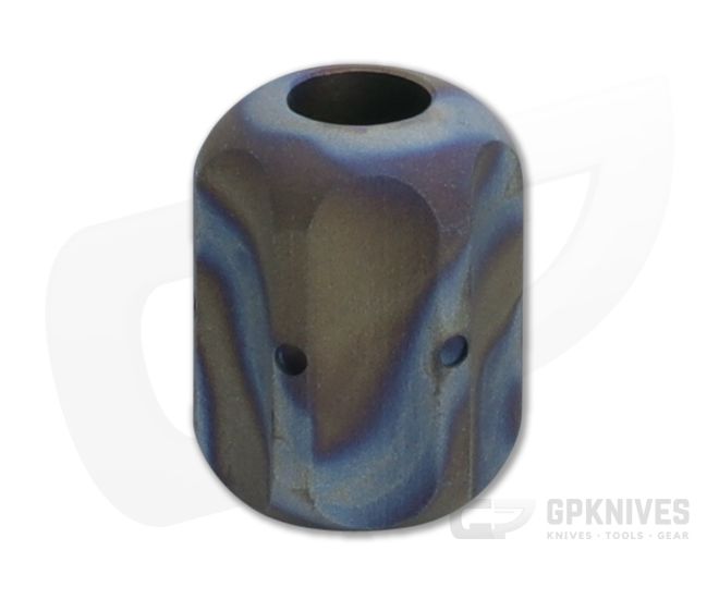Ti Survival Hex XL Titanium Lanyard Bead Sandblasted Random Flame Anodized - TS-083