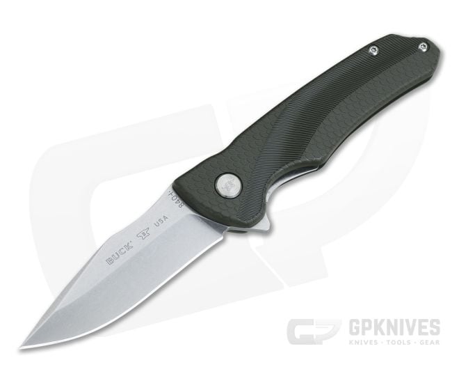 Buck Sprint Select Green GFN Stonewash Blade Bearings Flipper 840GRS - BU-0840GRS