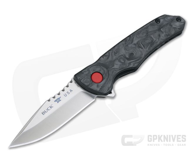 Buck Sprint Pro Marbled Carbon Fiber Satin S30V Bearings Flipper 841CFS - BU-0841CFS