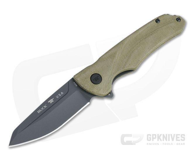 Buck Sprint Ops Flipper Coated S30V Green Canvas Micarta Folder 0843GRS - BU-0843GRS