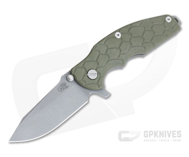 Hinderer Knives Jurassic Working Finish S35VN Spear Point Scaled OD Green G10 Tri-Way Pivot Flipper 0855 - HK-0855