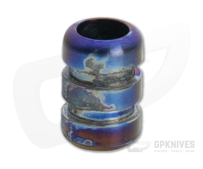 Ti Survival Grooved Titanium Lanyard Bead Blue Smoke Anodized 086 - TS-086