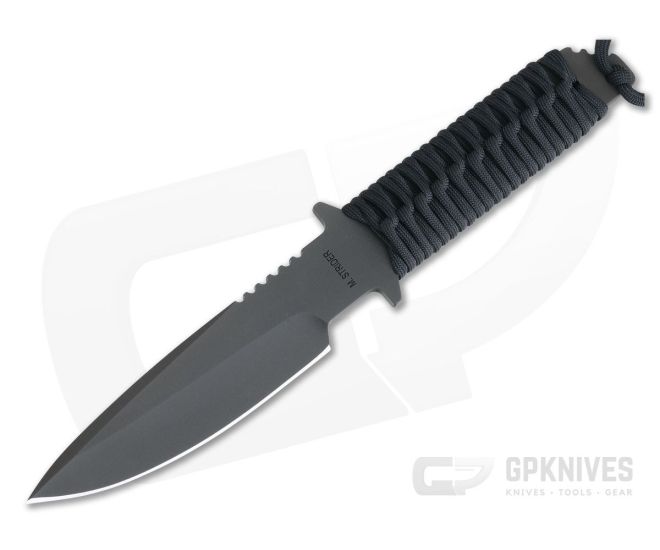 M. Strider Knives MT Mod 10 Black Cord Wrap Handle Black PSF27 Steel - MSK-089