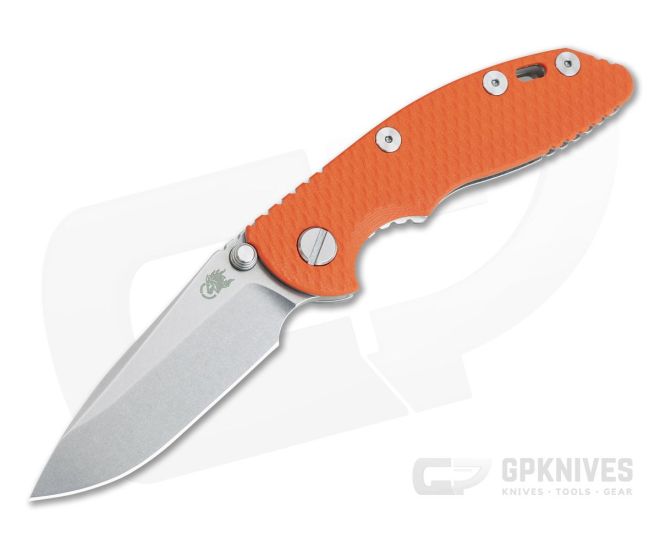 Hinderer XM-18 3" NoN Flipper Stonewashed 20CV Spear Point Orange G10 Tri-Way Pivot Folder - HK-0900