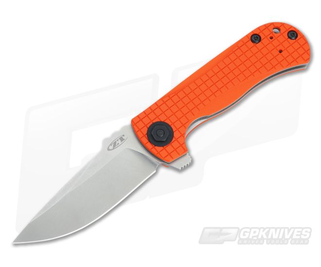 Zero Tolerance 0909 Flipper with Custom Orange Grid G10 Scales - ZT-0909-003