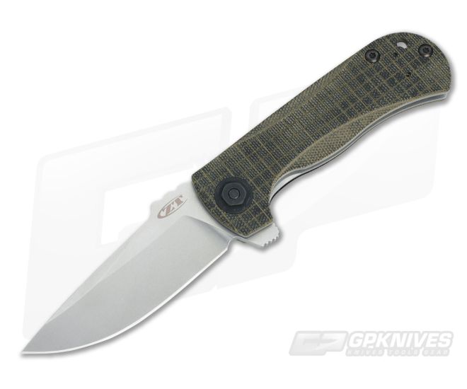 Zero Tolerance 0909 Flipper with Custom Black Micarta Grid Scales - ZT-0909-006