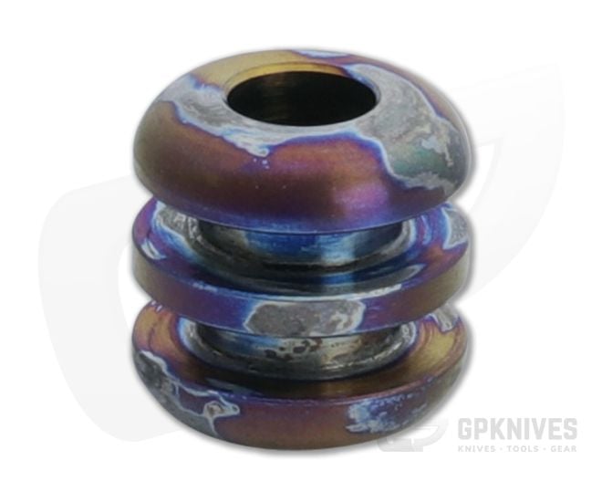 Ti Survival Three Ribbed Titanium Lanyard Bead Blue Smoke Anodized - TS-090