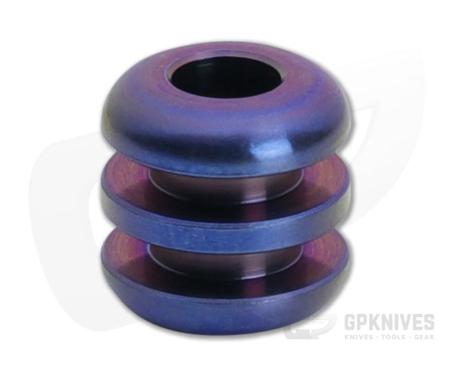 Ti Survival Three Ribbed Titanium Lanyard Bead Blue Anodized Purple Grooves - TS-091