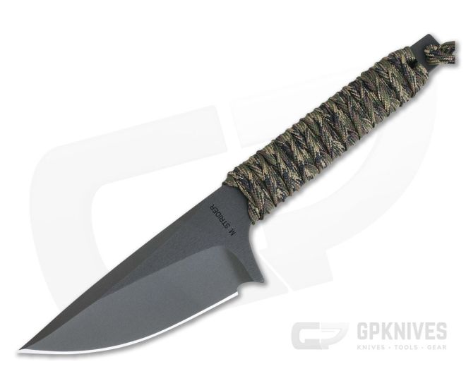 M. Strider Knives WP Hand Ground Wide Spear Point Black PSF27 Camo Paracord - MSK-091