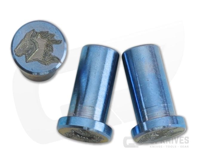Hinderer Knives XM-18 3" Handle Nuts Stonewashed Blue Horse Head 3 Set 0920 - HK-0920