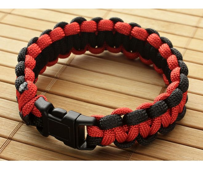 Paracord Bracelet Black and Red Medium - AC-09231