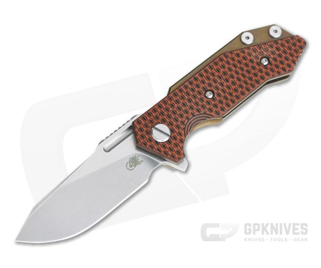 Hinderer Knives Half Track Slicer 20CV Stonewashed Bronze Orange/Black G10 Tri-Way Flipper - HK-0928