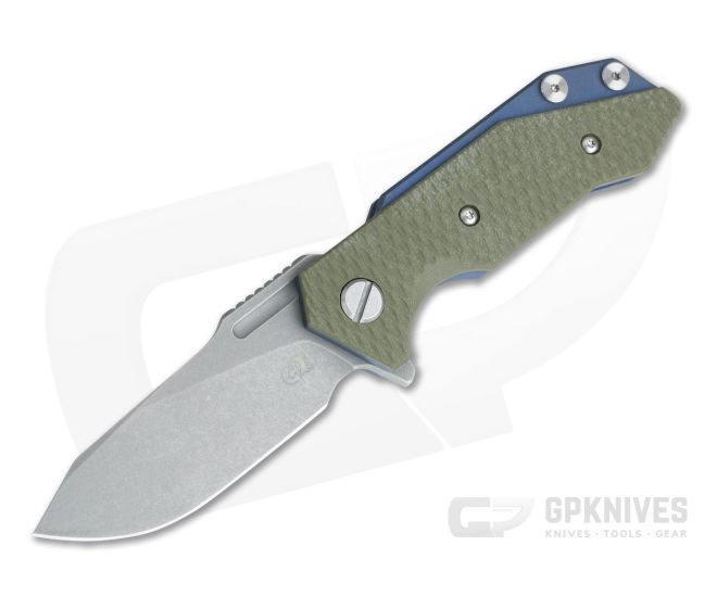 Hinderer Knives Half Track Slicer 20CV Battle Blue OD Green G10 Tri-Way Flipper - HK-0935