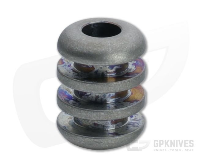Ti Survival Four Ribbed Titanium Lanyard Bead Stonewashed Blue Smoke Grooves - TS-093
