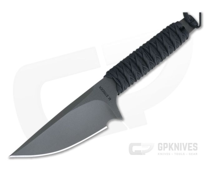 M. Strider Knives WP Hand Ground Spear Point Black PSF27 Black Paracord 093 - MSK-093