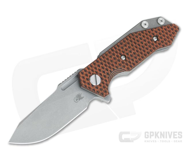 Hinderer Knives Half Track Slicer 20CV Working Finish Orange/Black G10 Tri-Way Flipper - HK-0942
