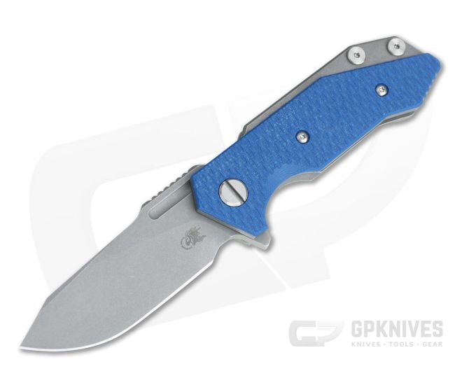Hinderer Knives Half Track Slicer 20CV Working Finish Blue G10 Tri-Way Flipper - HK-0943
