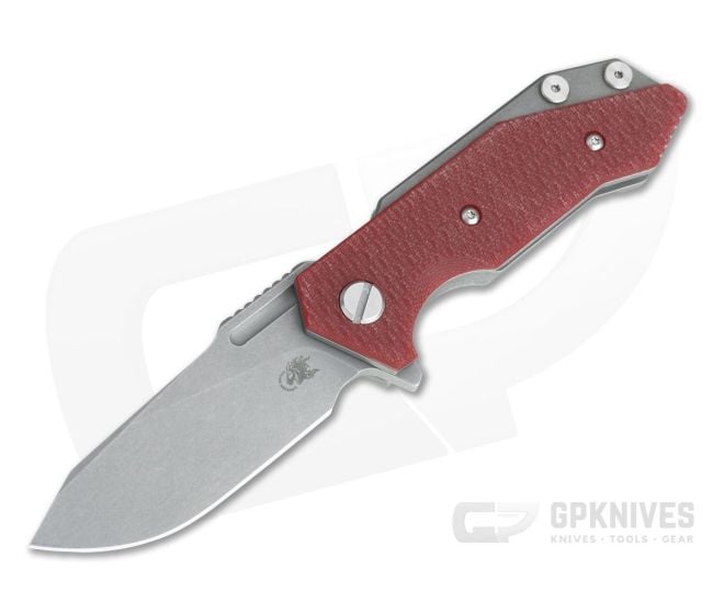 Hinderer Knives Half Track Slicer 20CV Working Finish Red G10 Tri-Way Flipper - HK-0944