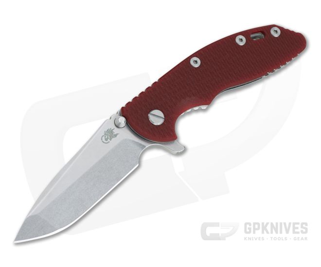 Hinderer XM-18 3.5" Stonewashed S45VN Spanto Red G10 Tri-Way Flipper 0961 - HK-0961