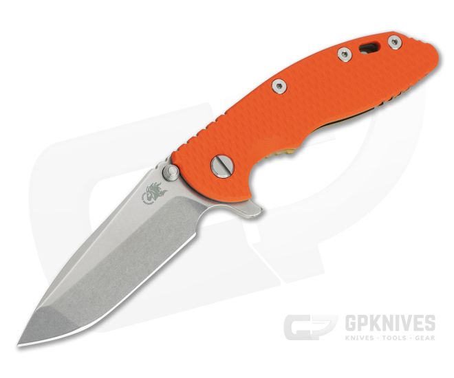 Hinderer XM-18 3.5" Stonewashed S45VN Spanto Orange G10 Bronze Tri-Way Flipper 0976 - HK-0976