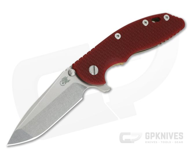 Hinderer XM-18 3.5" Stonewashed S45VN Spanto Red G10 Bronze Tri-Way Flipper 0977 - HK-0977