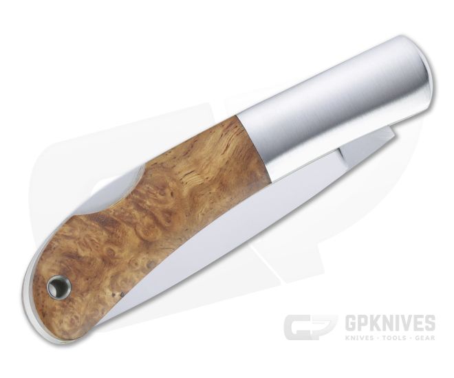Moki Pliant Polished AUS-8 Bolstered Quince Wood Lock Back Folding