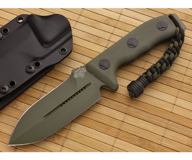Microtech Crosshair Green Fixed Double Edge - MT-101-1GR