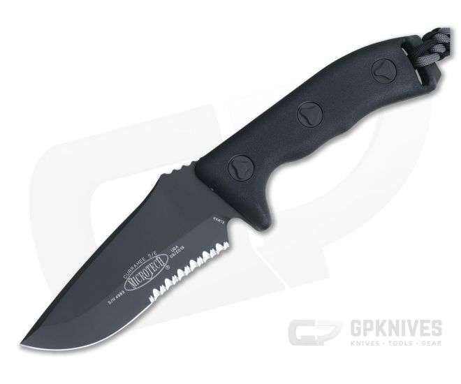 Microtech Currahee S/E Black Partial Serrated Elmax Fixed Blade Knife - MT-102-2-ELMAX