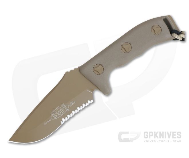 Microtech Currahee S/E Tan Partial Serrated Elmax Fixed Blade Knife - MT-102-2TA-ELMAX